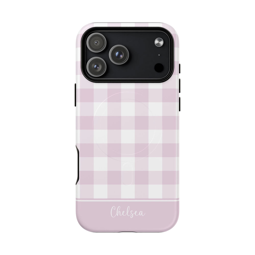 Pink Gingham Check MagSafe Tough iPhone Case - Hydrangea Lane Home