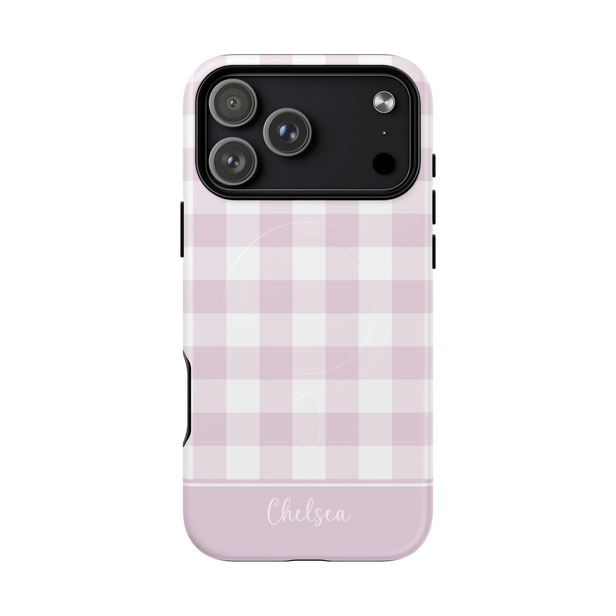 Pink Gingham Check MagSafe Tough iPhone Case - Hydrangea Lane Home