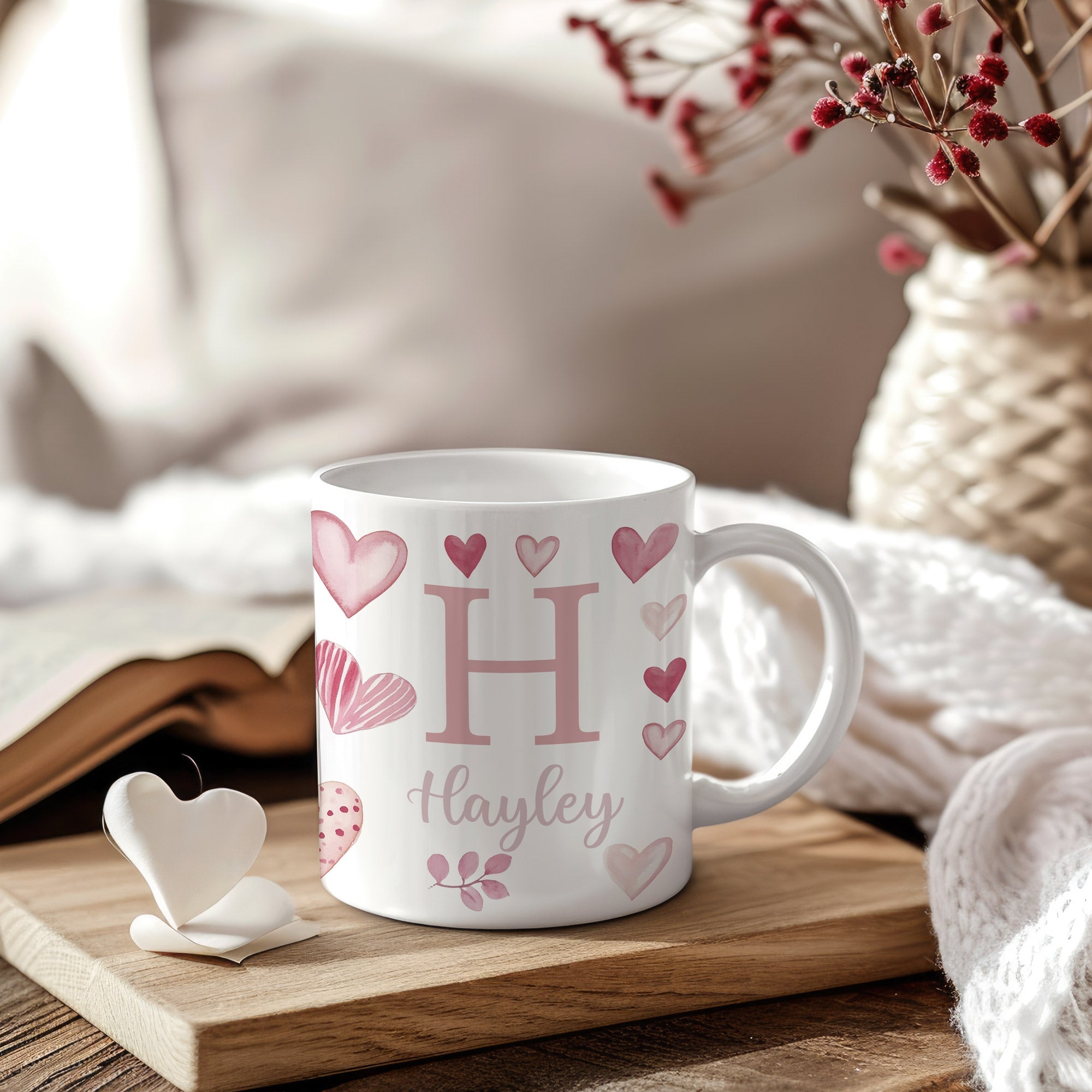 Pink Hearts Ceramic Mug - Hydrangea Lane Home