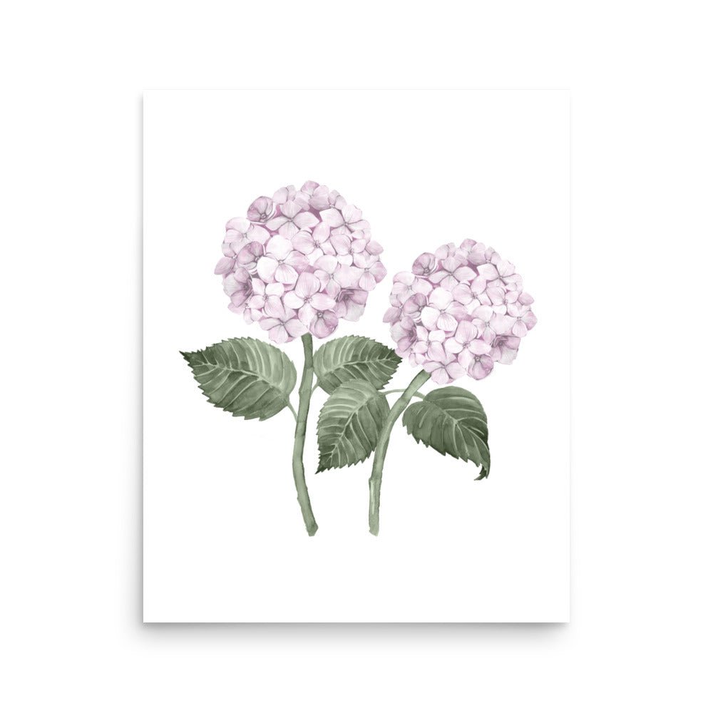 Pink Hydrangea Double Bloom Watercolour Art Print - Hydrangea Lane Home