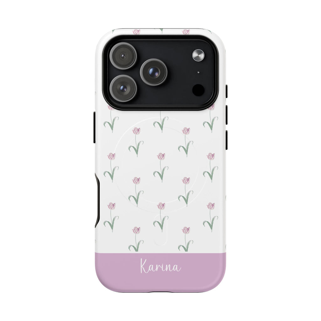 Pink Tulips MagSafe Tough iPhone Case - Hydrangea Lane Home