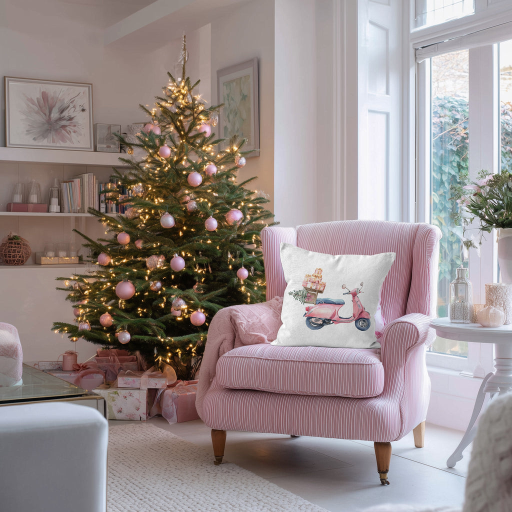 Pink Vespa Christmas Cushion/Pillow Cover - Hydrangea Lane Home
