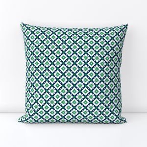 Ponte Trellis Fabric - Navy - Green - Hydrangea Lane Home