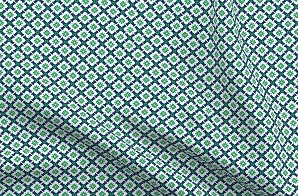 Ponte Trellis Fabric - Navy-Green