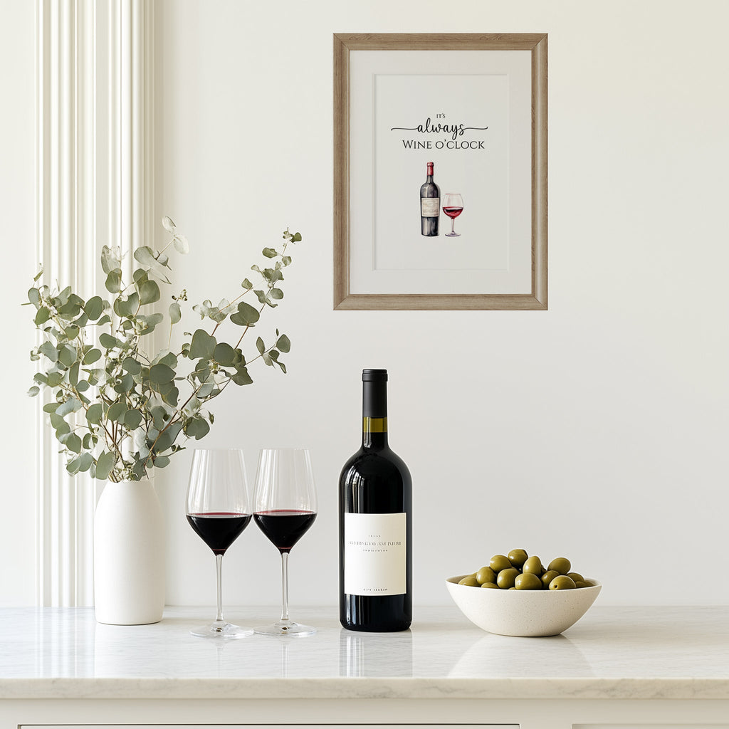 Red Wine o'clock Art Print - Hydrangea Lane Home