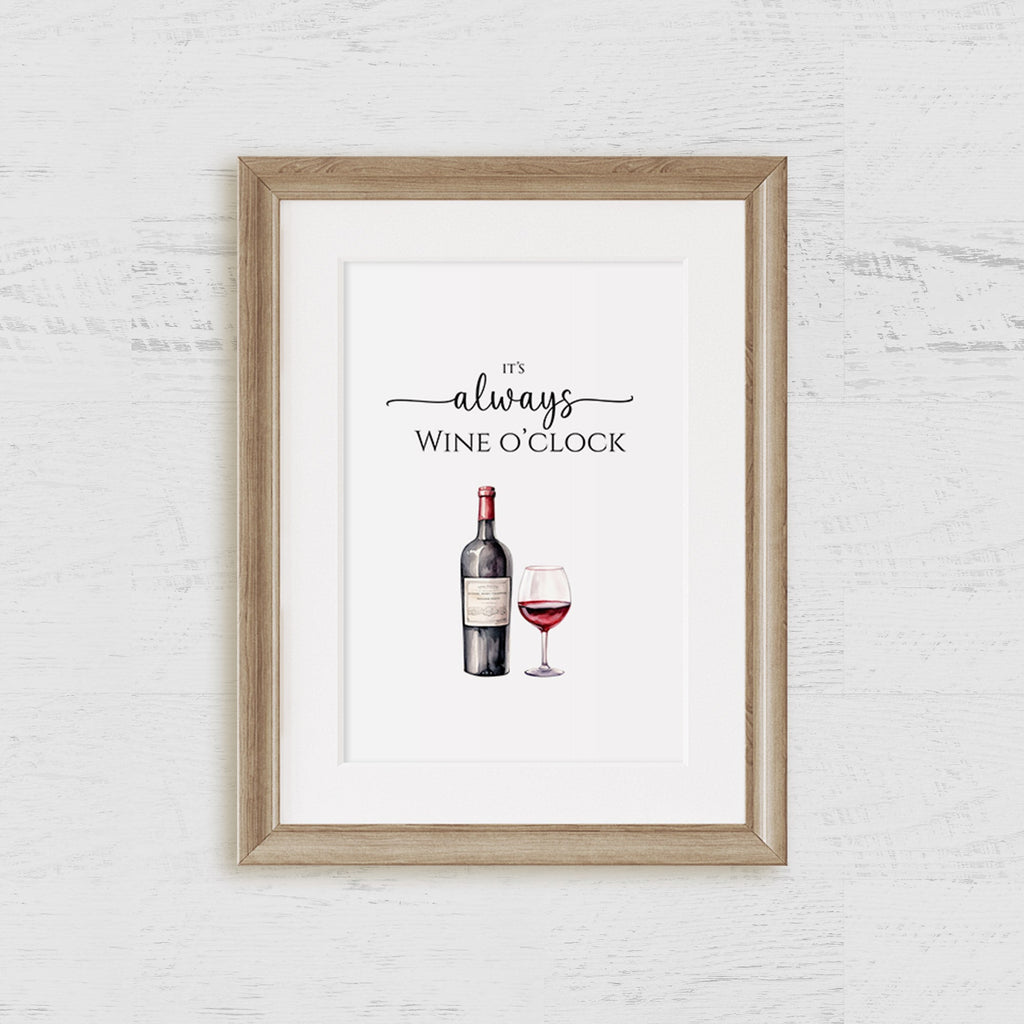 Red Wine o'clock Art Print - Hydrangea Lane Home