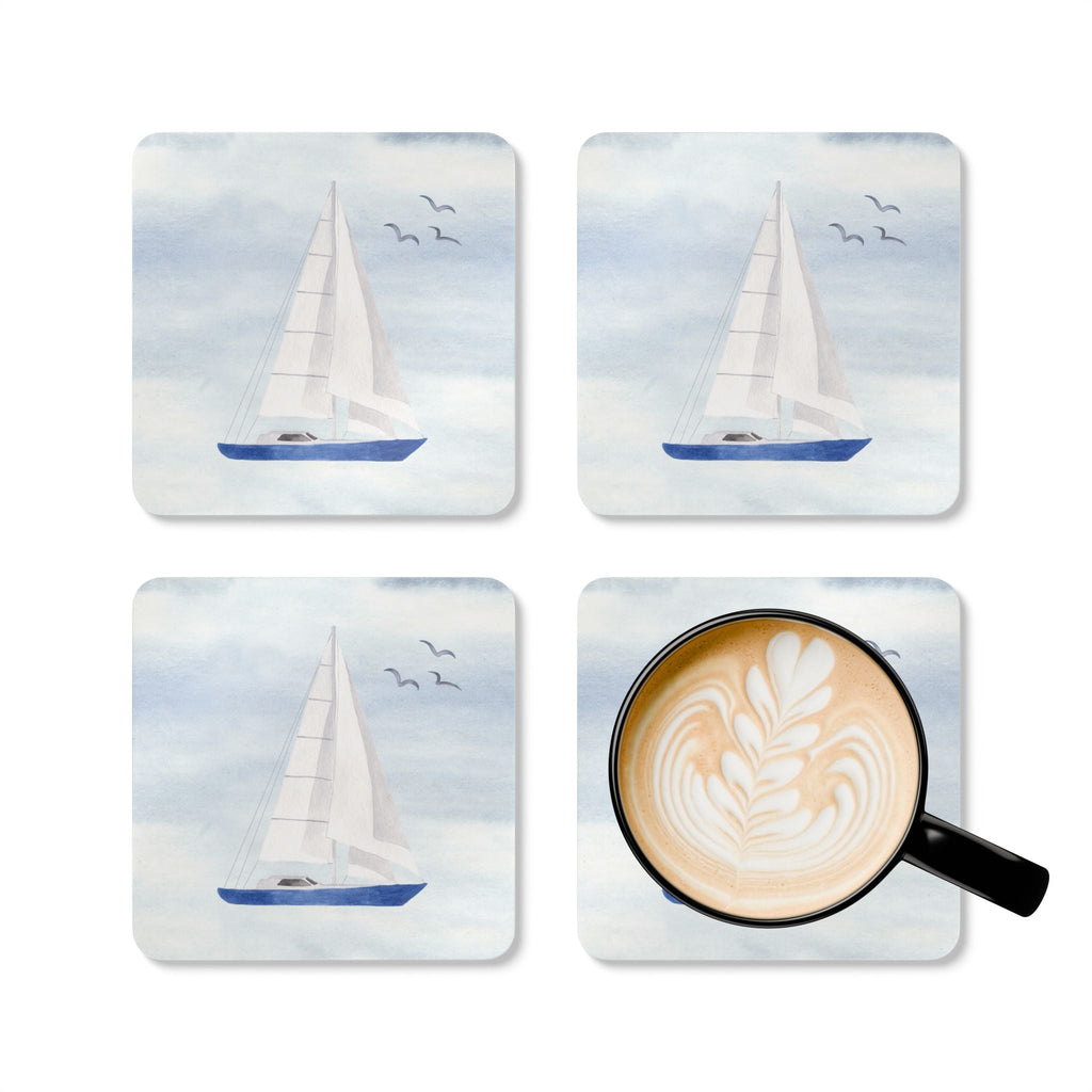 Sail Boat Set of 4 Drink Coasters - Hydrangea Lane Home