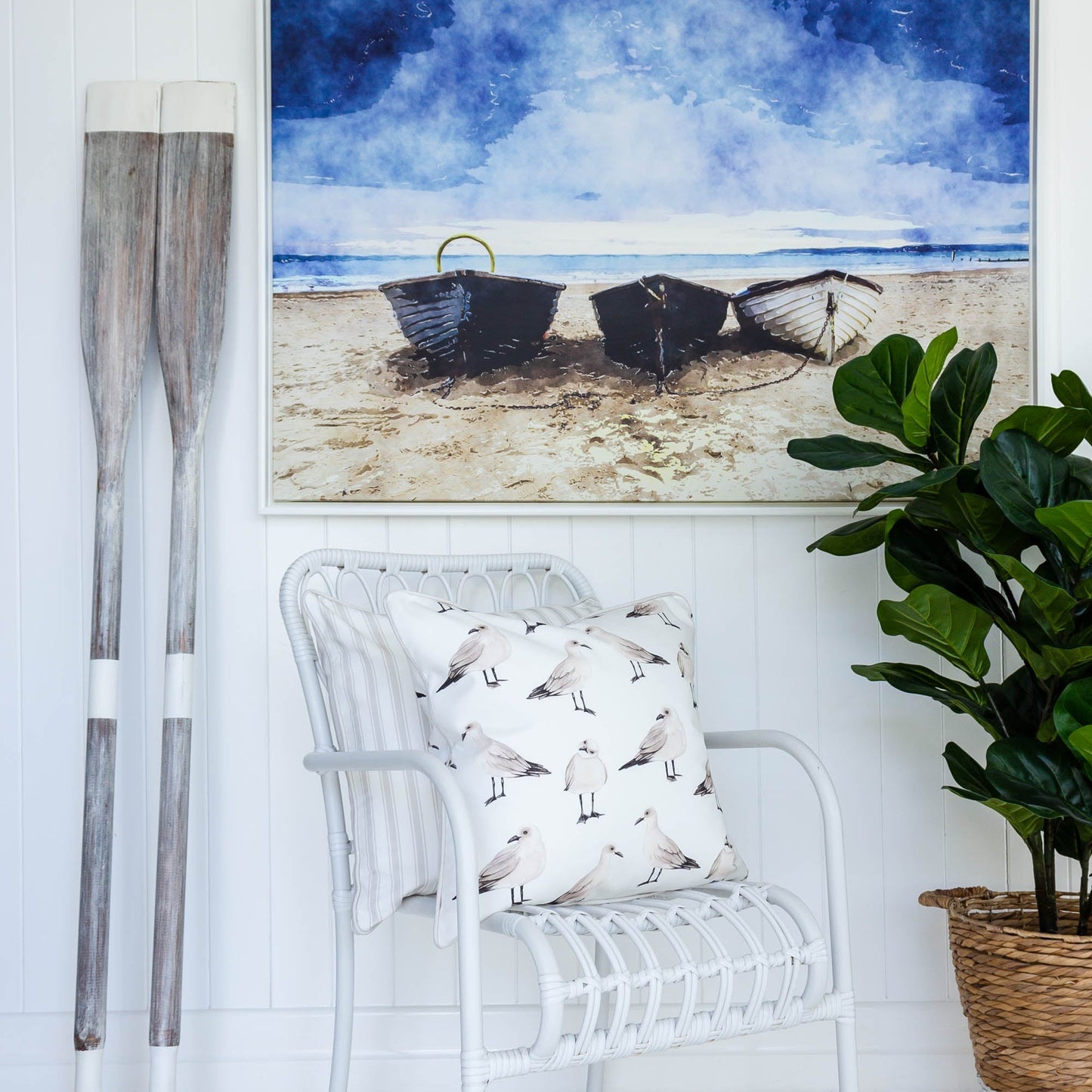 Sample - Seagull Cushion Linen - Hydrangea Lane Home
