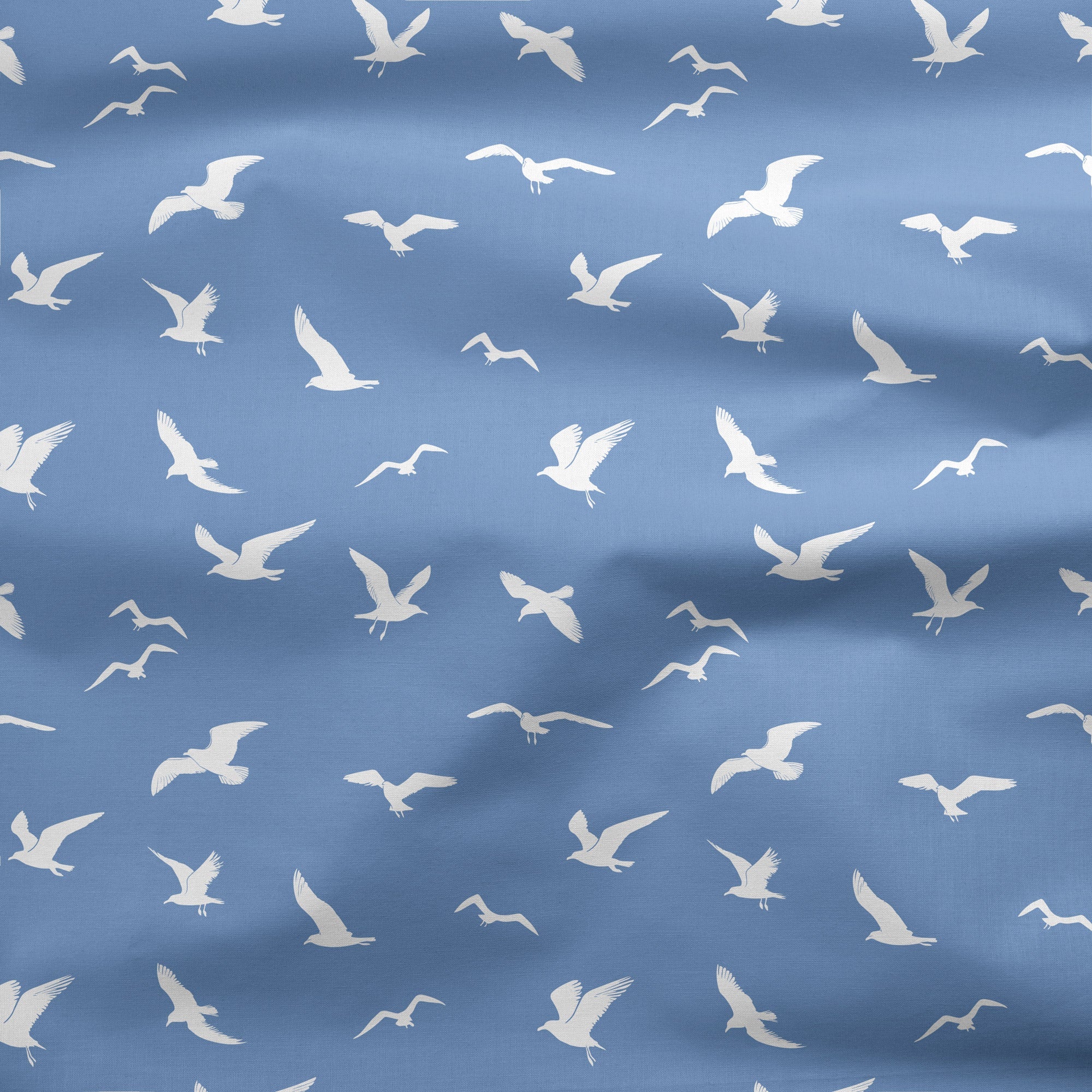 Seagull Silhouette Fabric - Breeze Blue - Hydrangea Lane Home