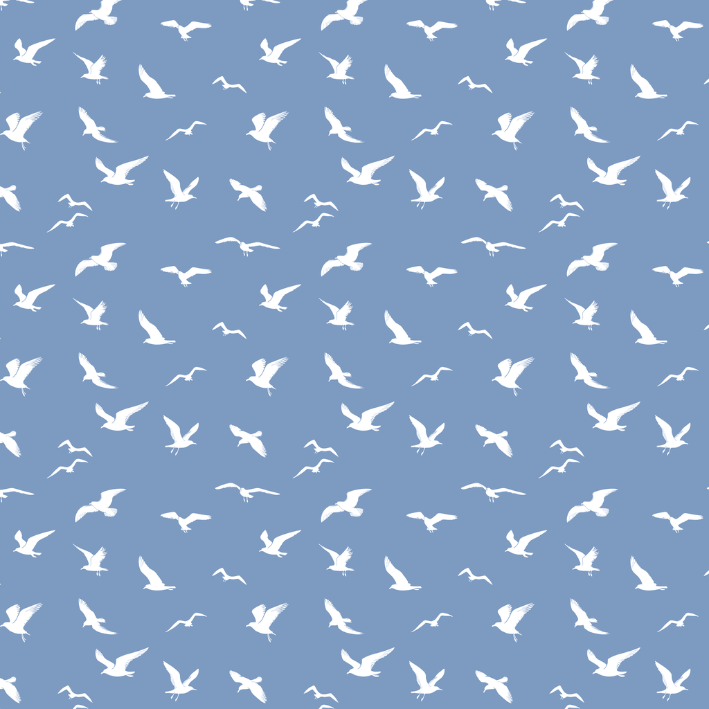 Seagull Silhouette Fabric - Breeze Blue - Hydrangea Lane Home