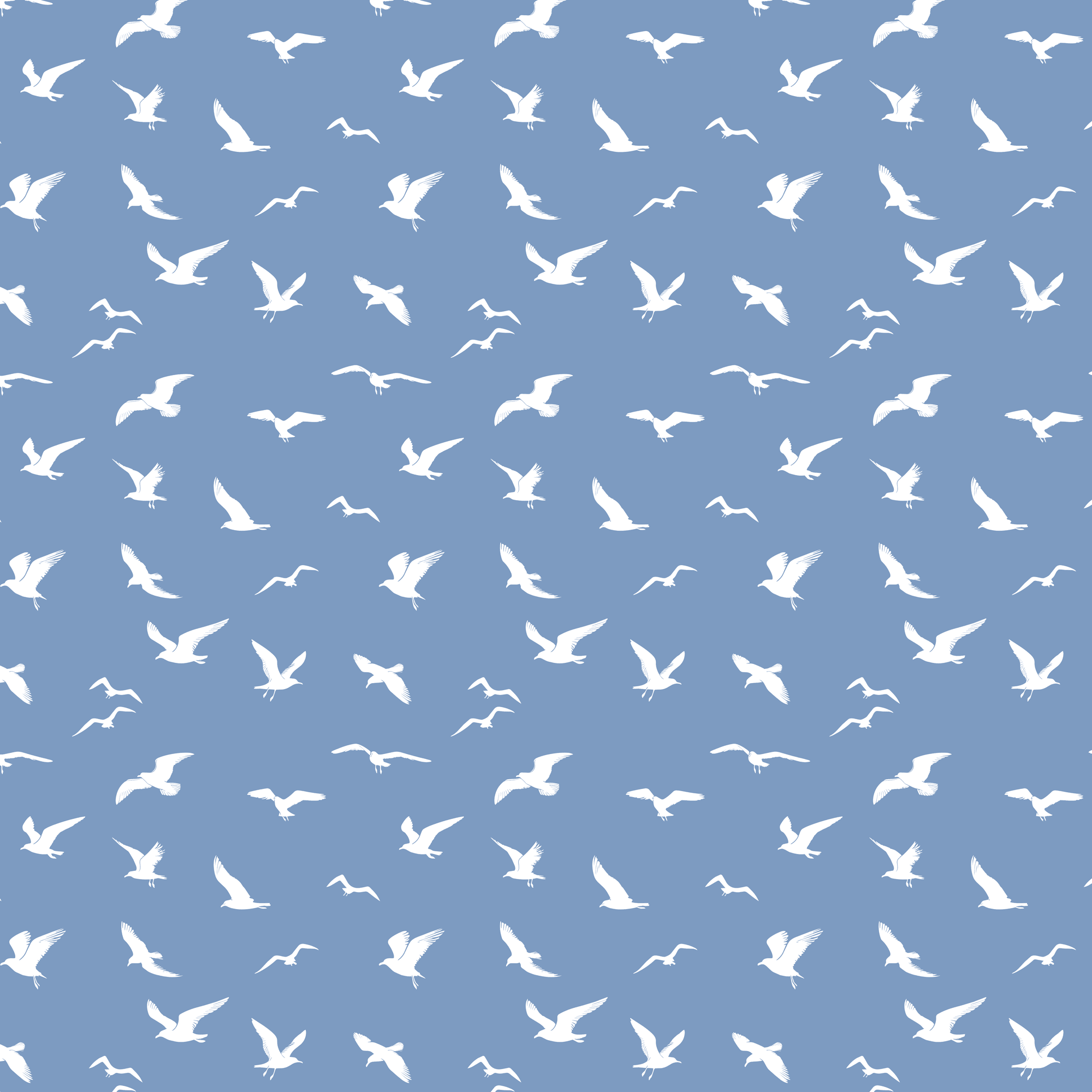 Seagull Silhouette Fabric - Breeze Blue - Hydrangea Lane Home