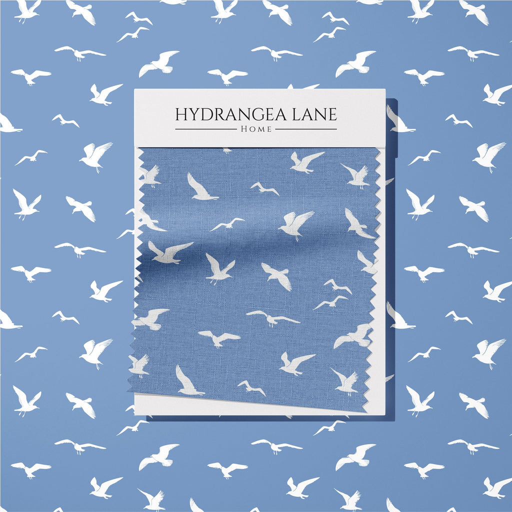 Seagull Silhouette Fabric - Breeze Blue - Hydrangea Lane Home