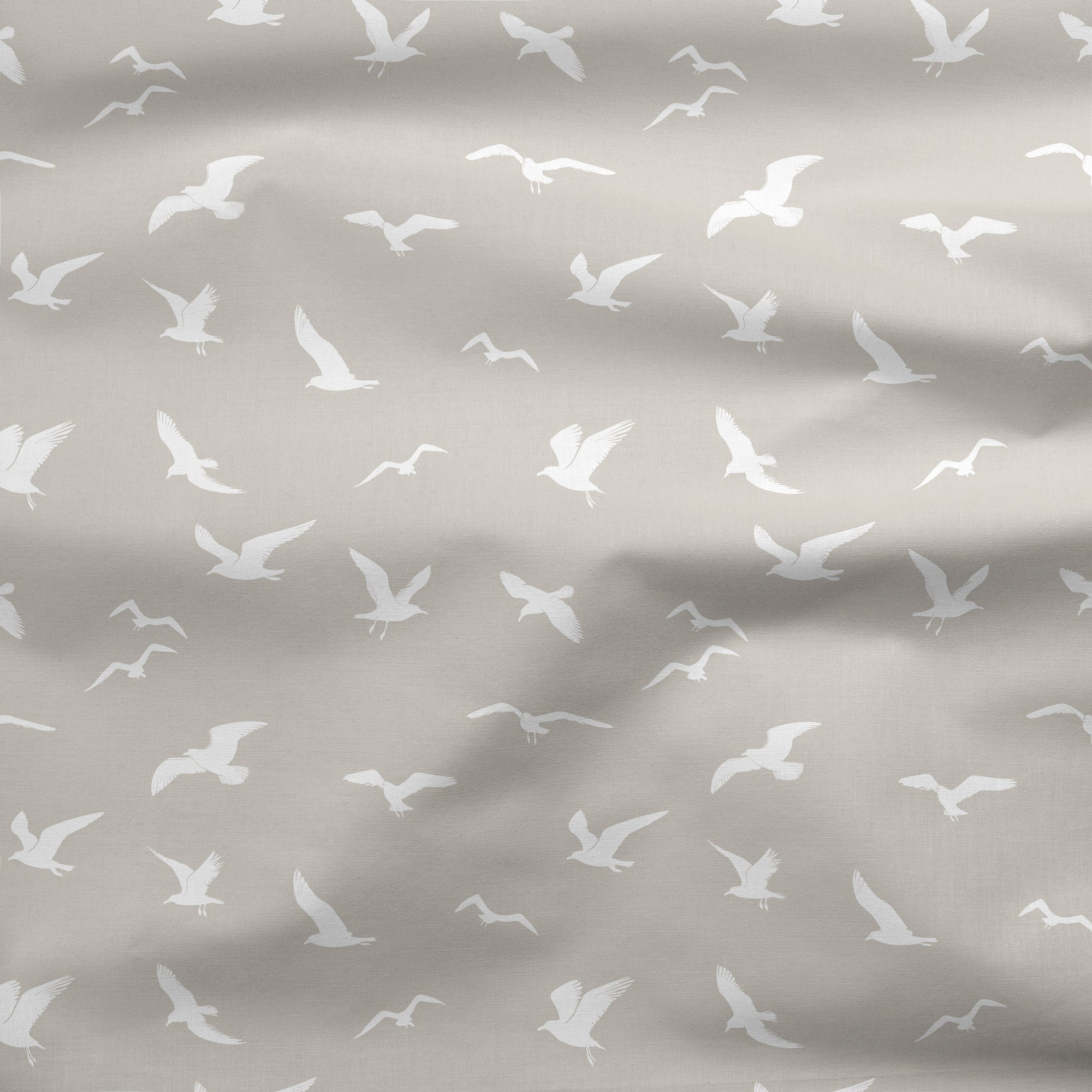 Seagull Silhouette Fabric - Linen Beige - Hydrangea Lane Home