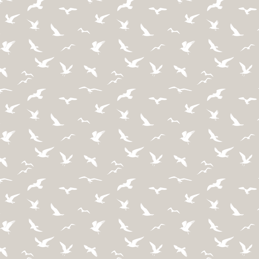 Seagull Silhouette Fabric - Linen Beige - Hydrangea Lane Home