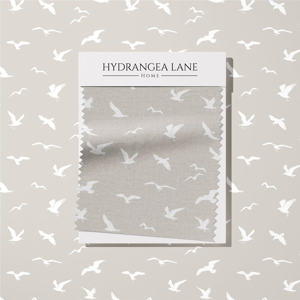 Seagull Silhouette Fabric - Linen Beige - Hydrangea Lane Home