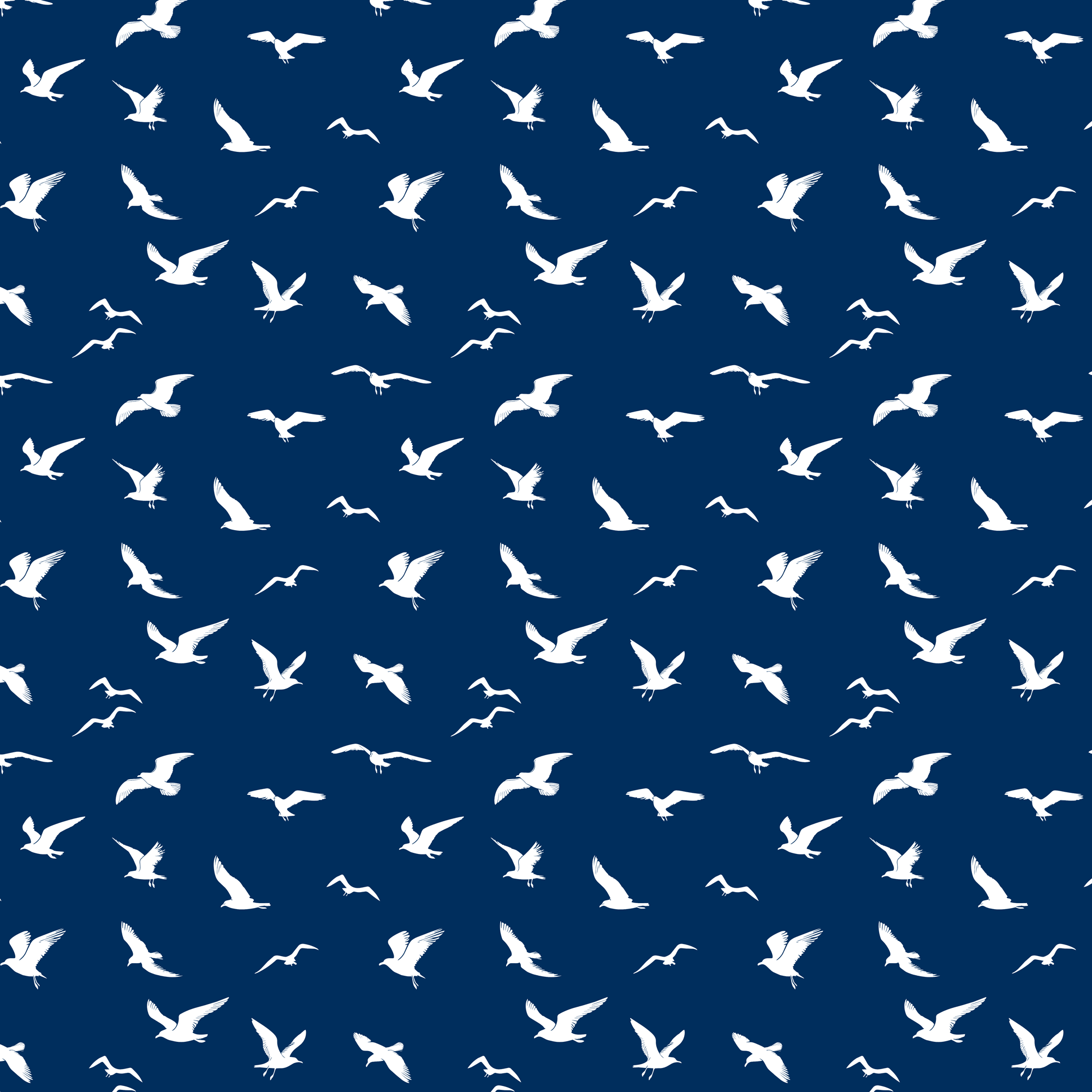 Seagull Silhouette Fabric - Navy Blue - Hydrangea Lane Home
