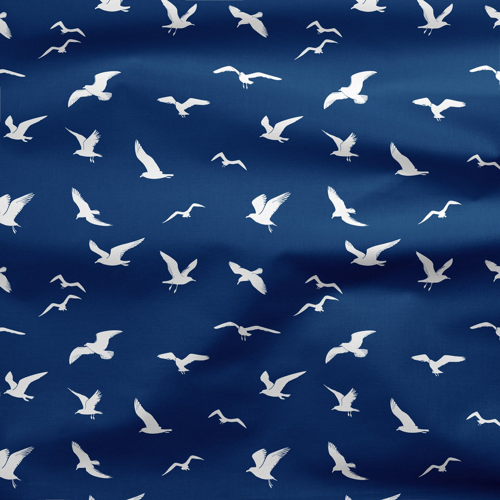 Seagull Silhouette Fabric - Navy Blue - Hydrangea Lane Home