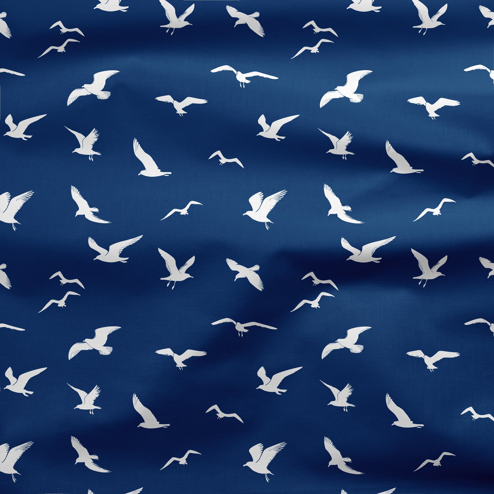 Seagull Silhouette Fabric - Navy Blue - Hydrangea Lane Home