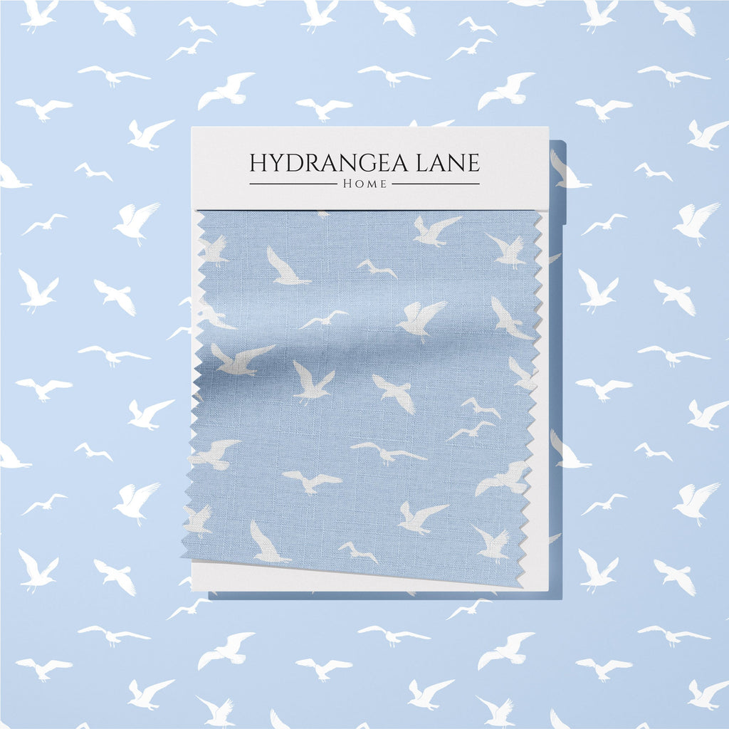 Seagull Silhouette Fabric - Serenity Blue - Hydrangea Lane Home