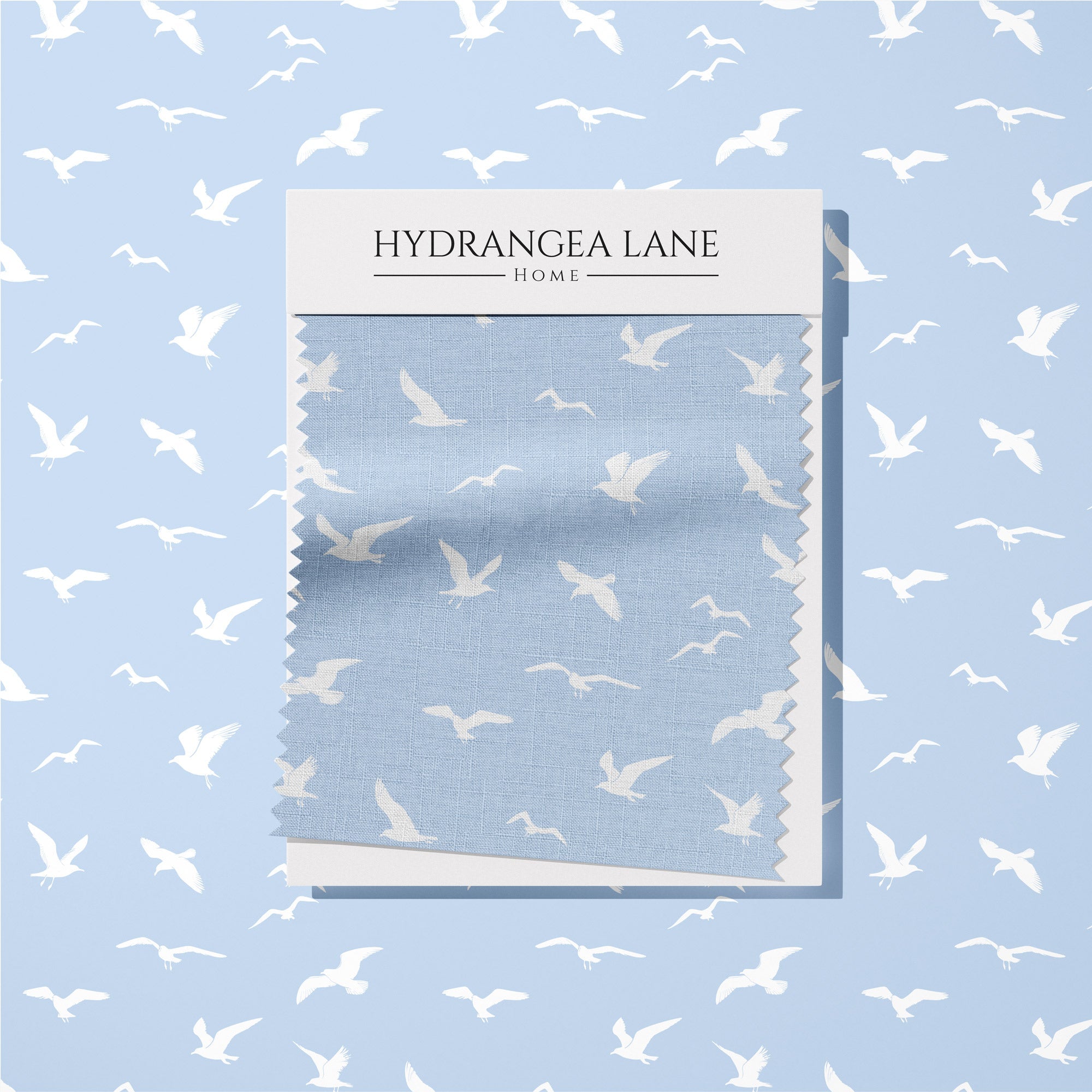 Seagull Silhouette Fabric - Serenity Blue - Hydrangea Lane Home