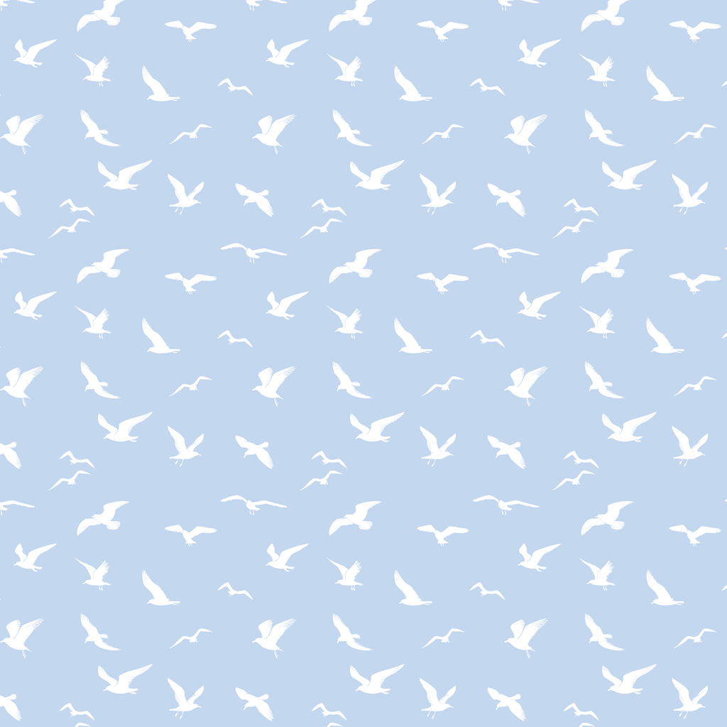 Seagull Silhouette Fabric - Serenity Blue - Hydrangea Lane Home