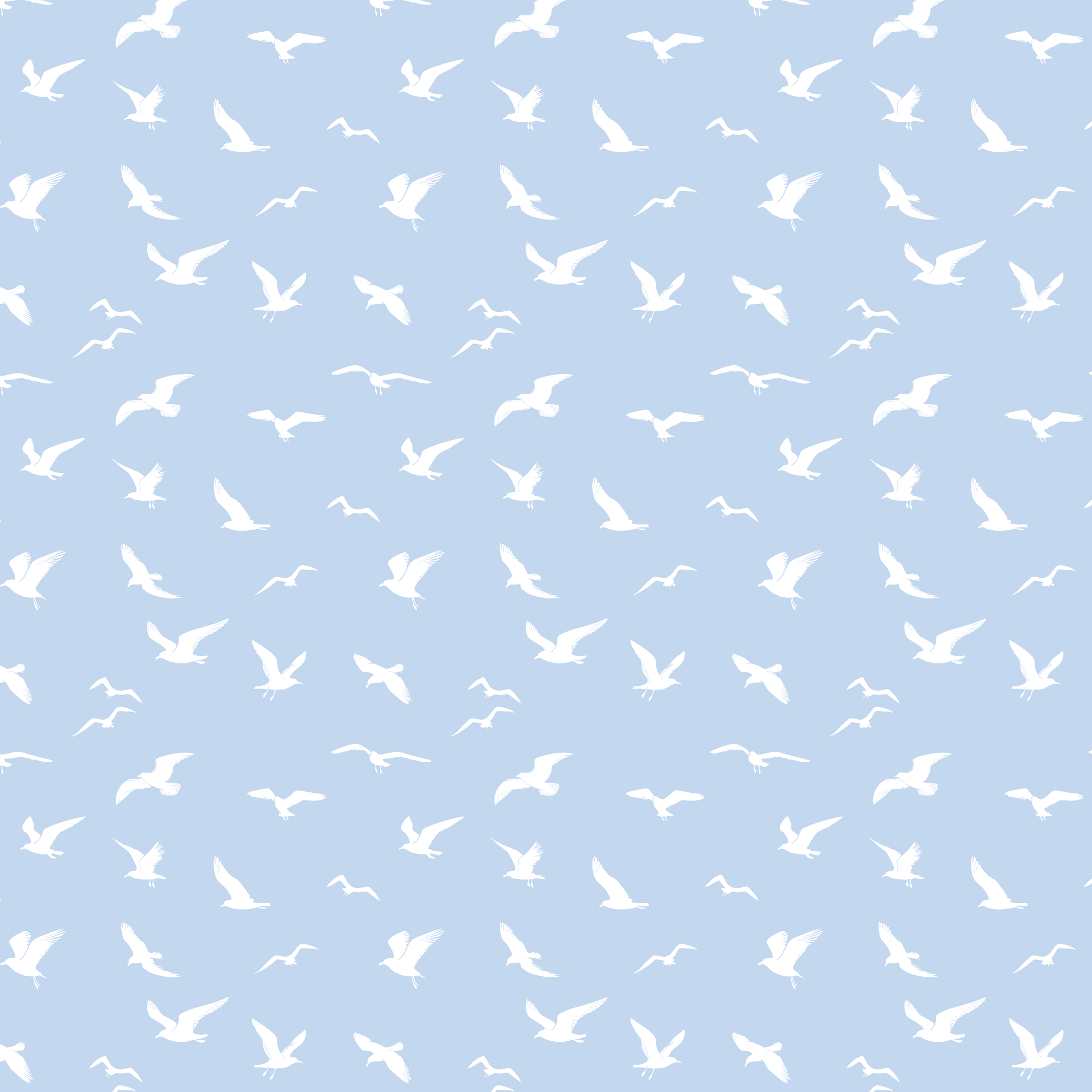 Seagull Silhouette Fabric - Serenity Blue - Hydrangea Lane Home