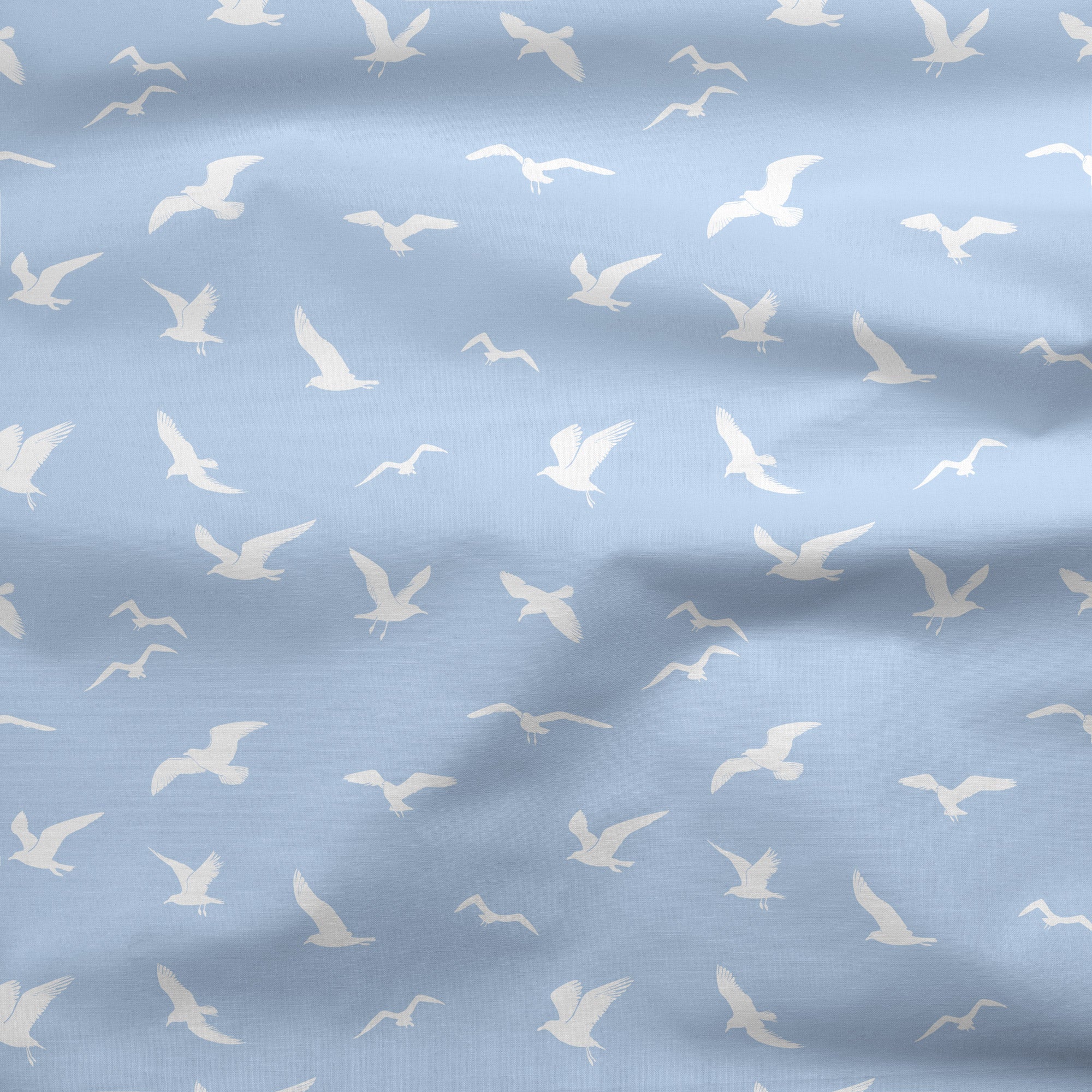 Seagull Silhouette Fabric - Serenity Blue - Hydrangea Lane Home