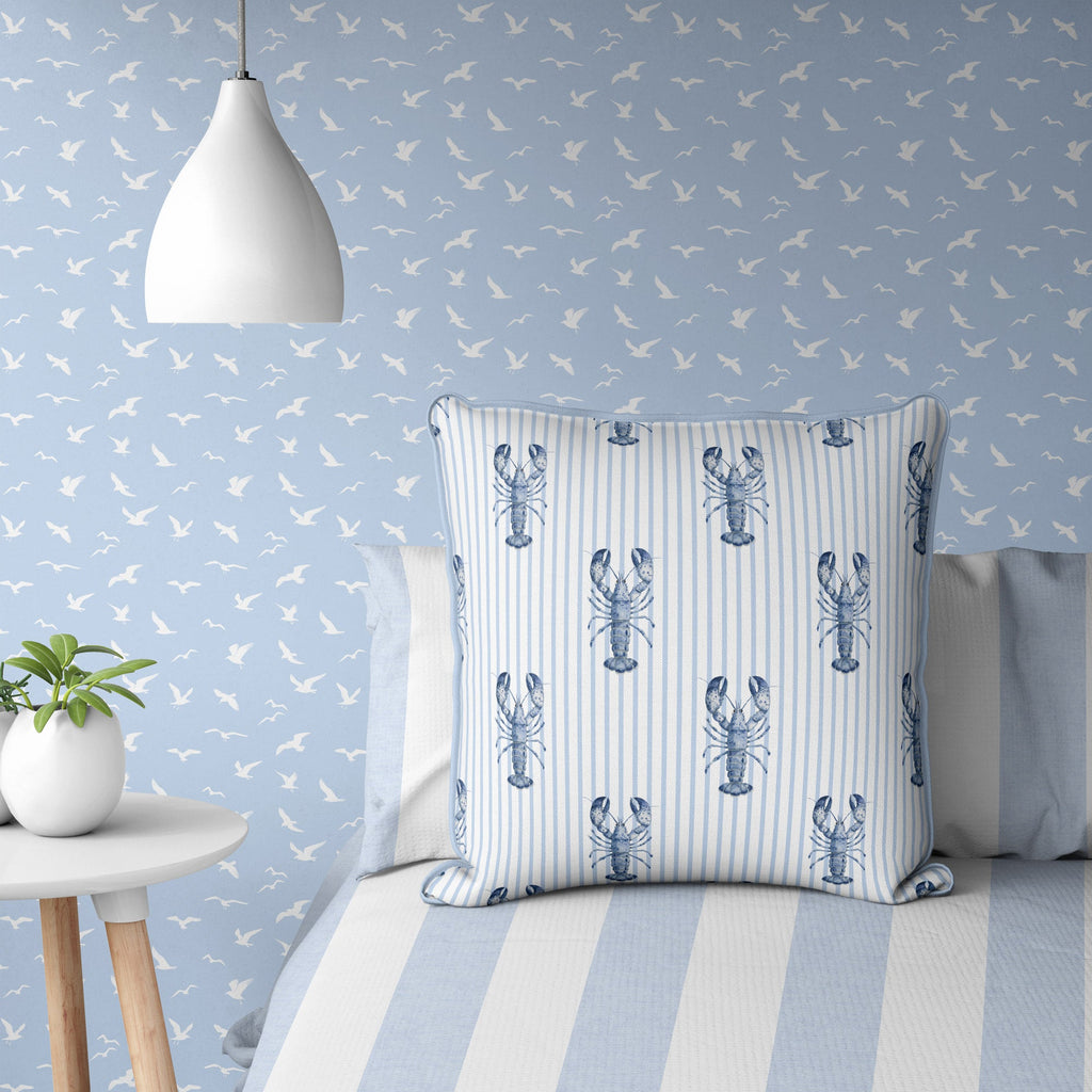 Seagull Silhouette Wallpaper - Serenity Blue - Hydrangea Lane Home