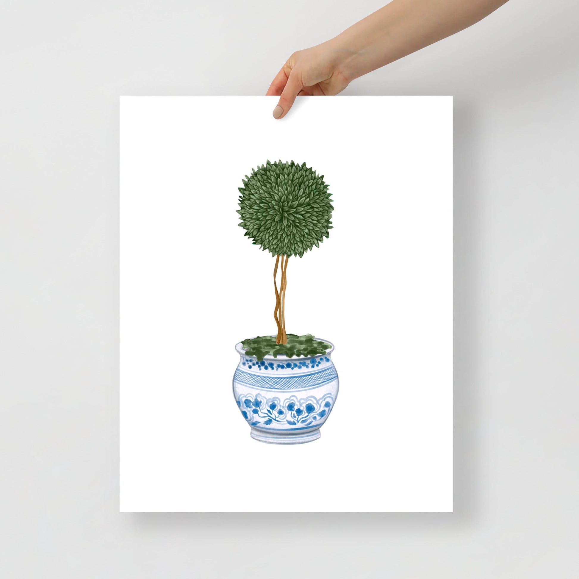 Single Topiary Tree Chinoiserie Watercolor Art Print - Hydrangea Lane Home