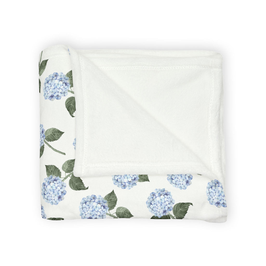 Hydrangea Bloom Blue Monogrammed Blanket