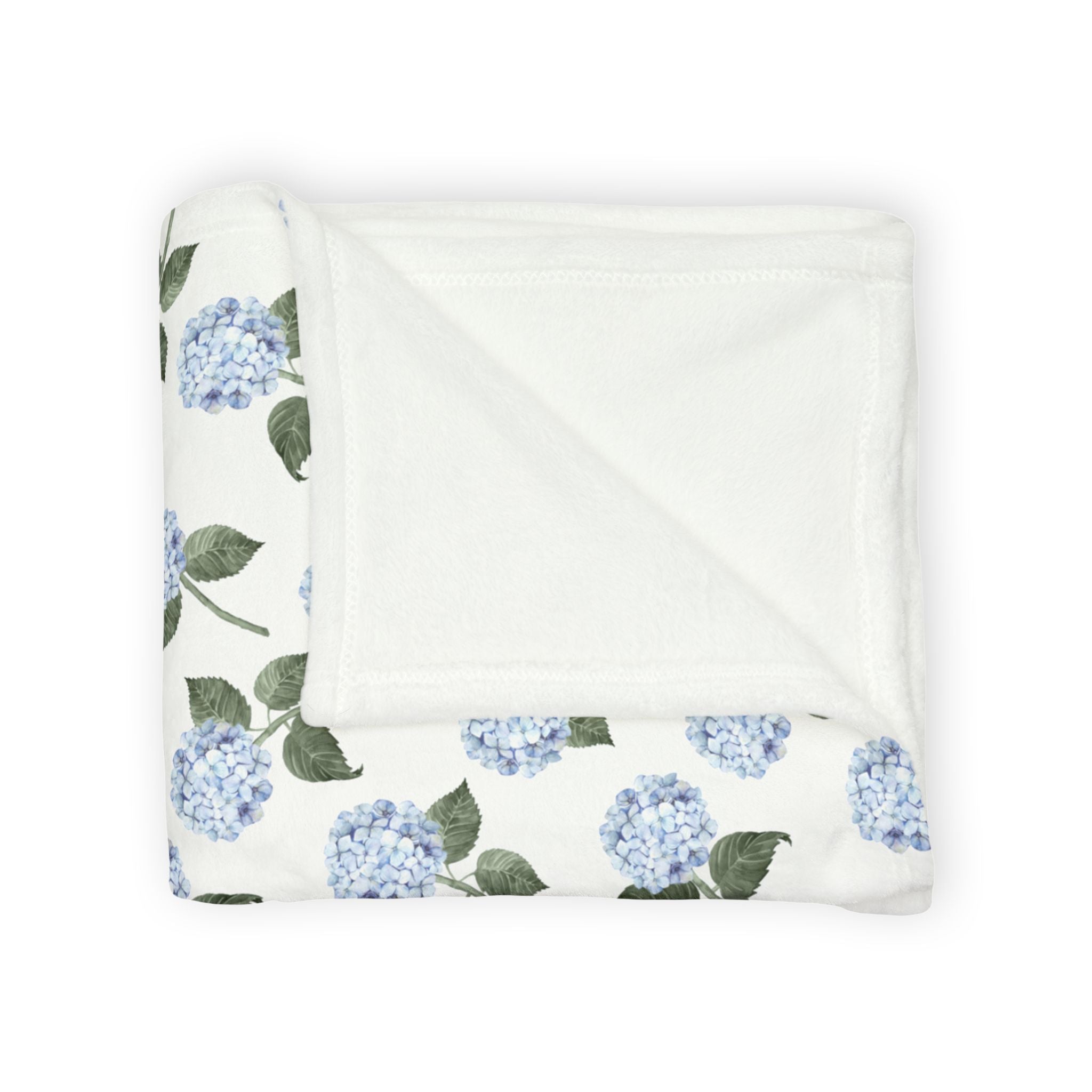 Hydrangea Bloom Blue Monogrammed Blanket