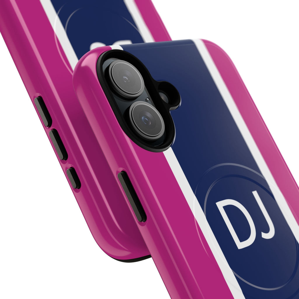 Stripe Monogram MagSafe Tough iPhone Case - Blue Pink - Hydrangea Lane Home