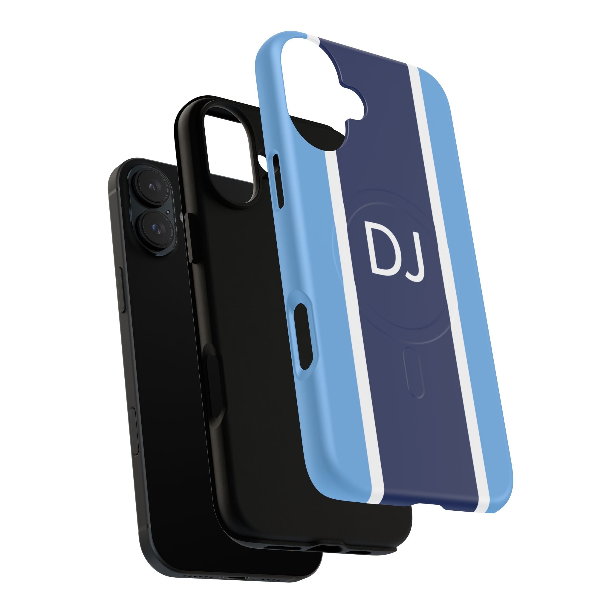 Stripe Monogram MagSafe Tough iPhone Case - Navy on Blue - Hydrangea Lane Home