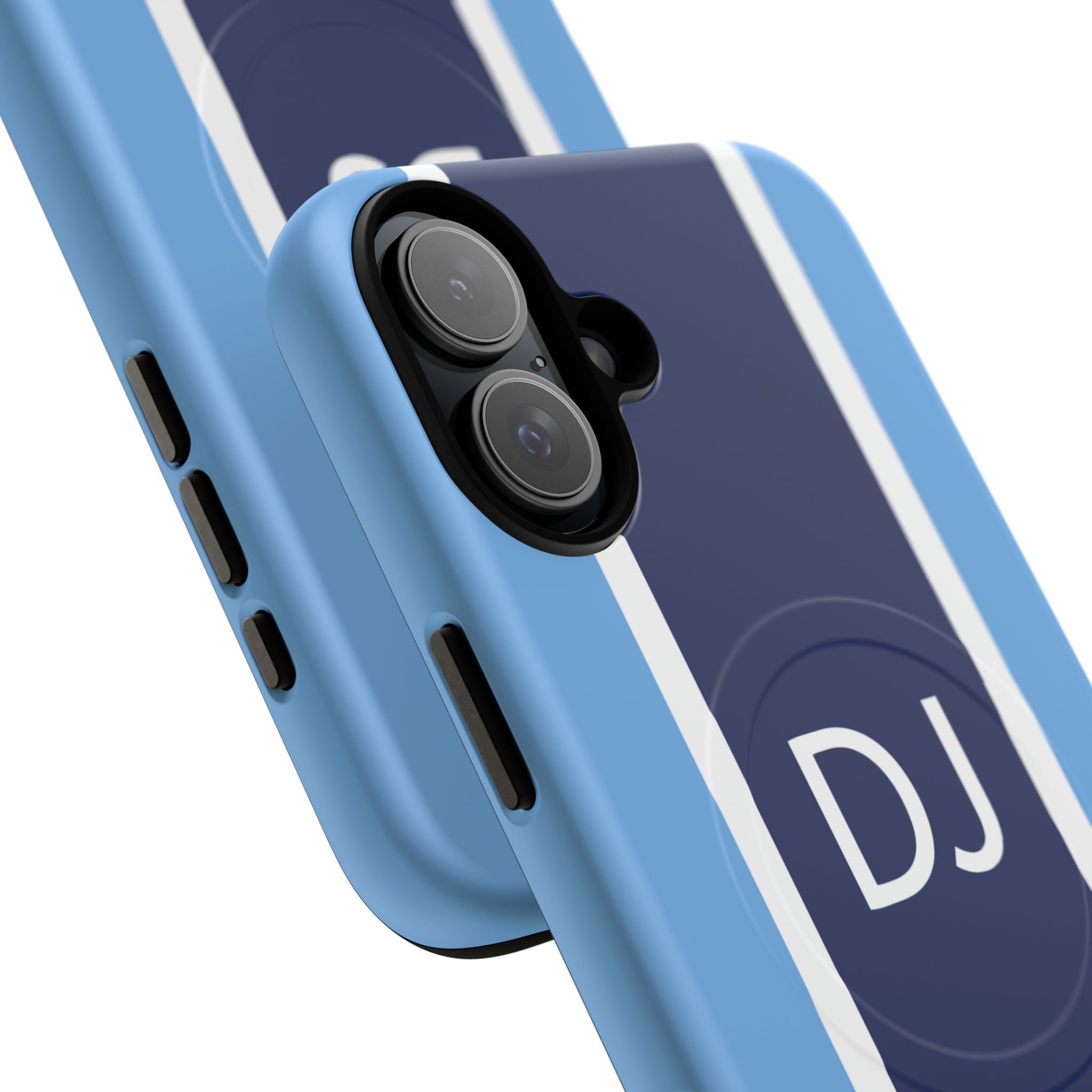 Stripe Monogram MagSafe Tough iPhone Case - Navy on Blue - Hydrangea Lane Home