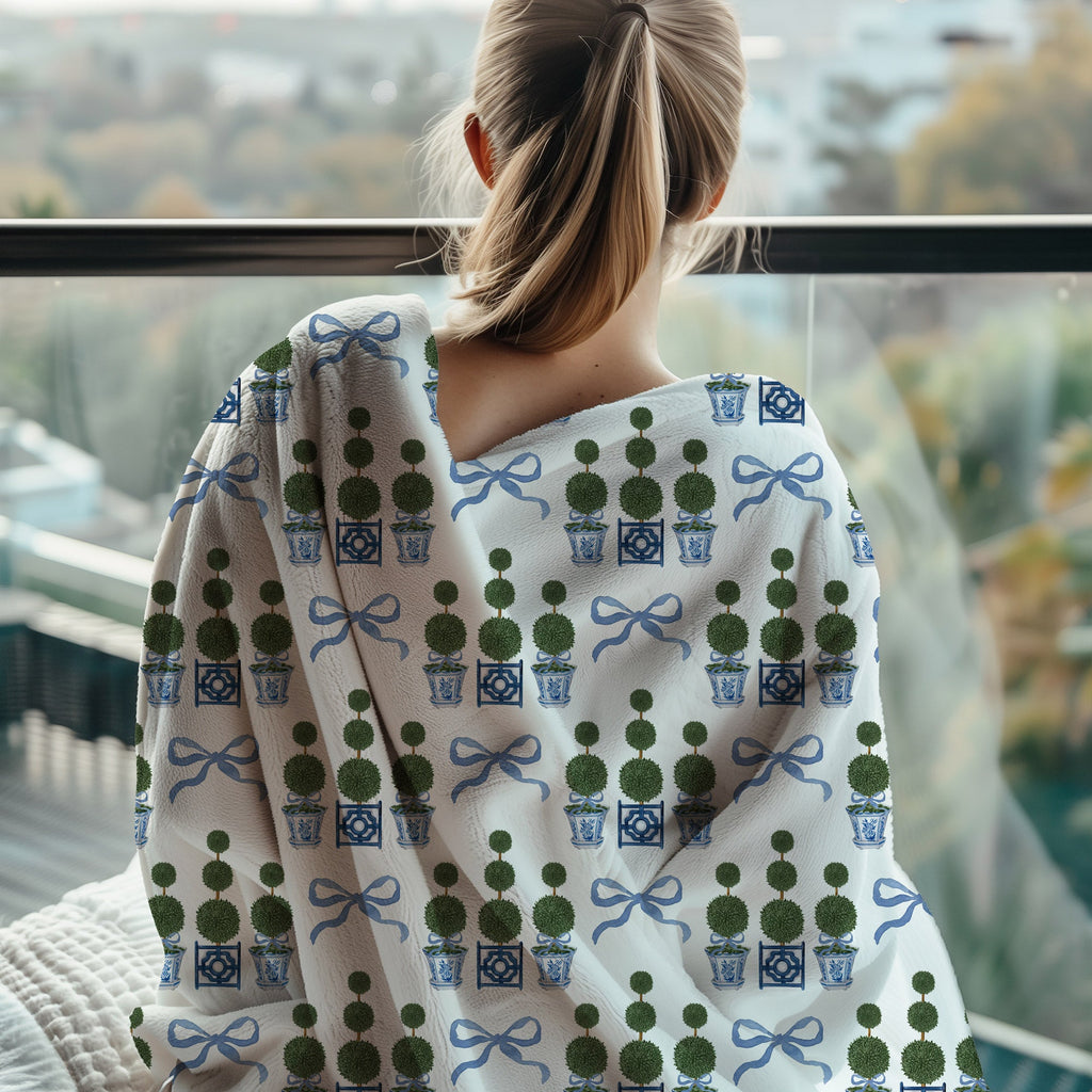 Topiary Tree Bow Soft Throw Fleece Blanket - Hydrangea Lane Home