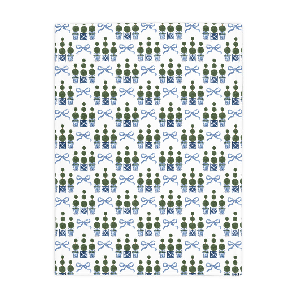 Topiary Tree Bow Soft Throw Fleece Blanket - Hydrangea Lane Home