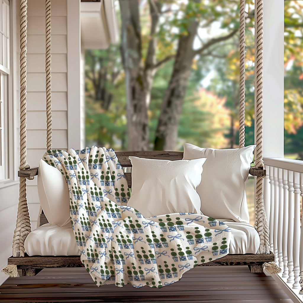 Topiary Tree Bow Soft Throw Fleece Blanket - Hydrangea Lane Home