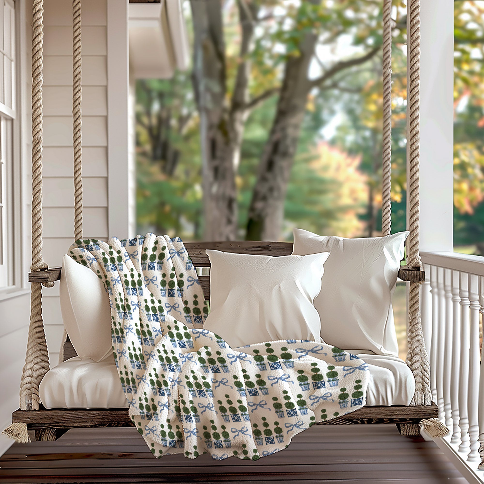 Topiary Tree Bow Soft Throw Fleece Blanket - Hydrangea Lane Home