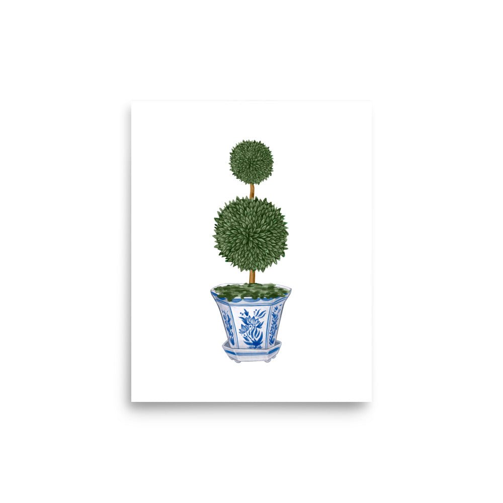 Topiary Tree Chinoiserie Art Print - Double Topiary - Hydrangea Lane Home