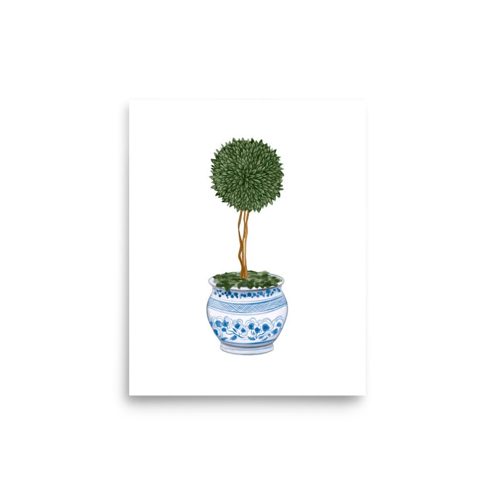 Topiary Tree Chinoiserie Art Print - Single Topiary - Hydrangea Lane Home