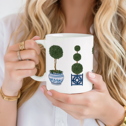 Topiary Tree Chinoiserie Ceramic Mug - Hydrangea Lane Home