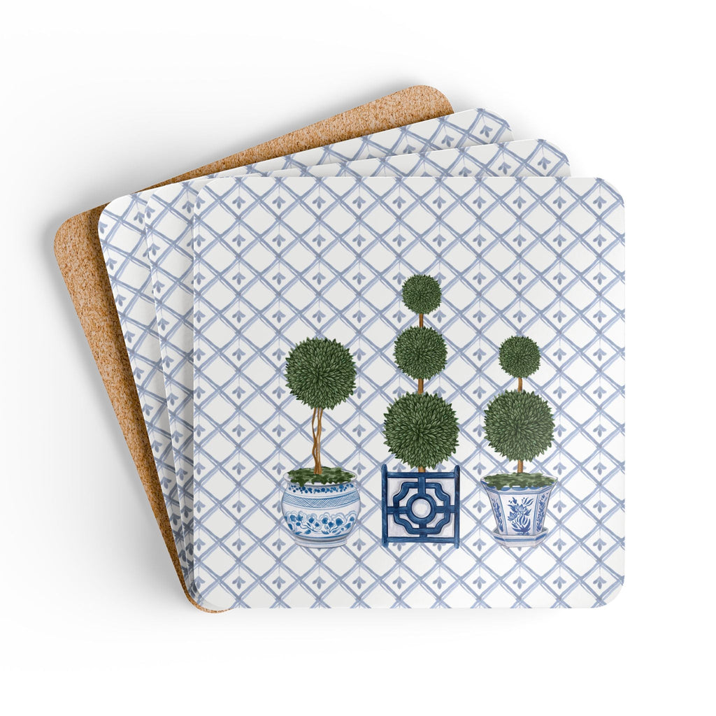 Topiary Tree Chinoiserie Set of 4 Drink Coasters - Hydrangea Lane Home
