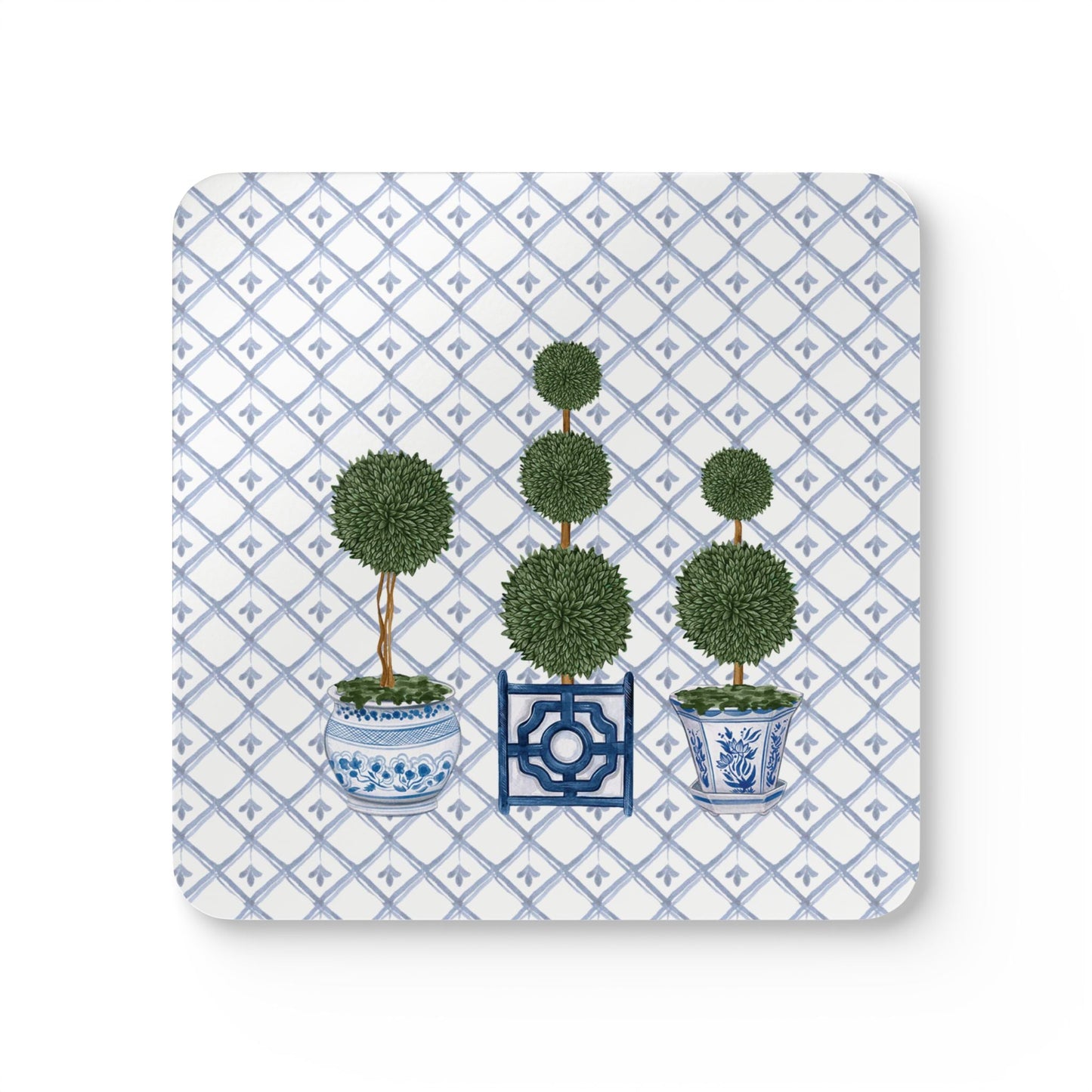 Topiary Tree Chinoiserie Set of 4 Drink Coasters - Hydrangea Lane Home