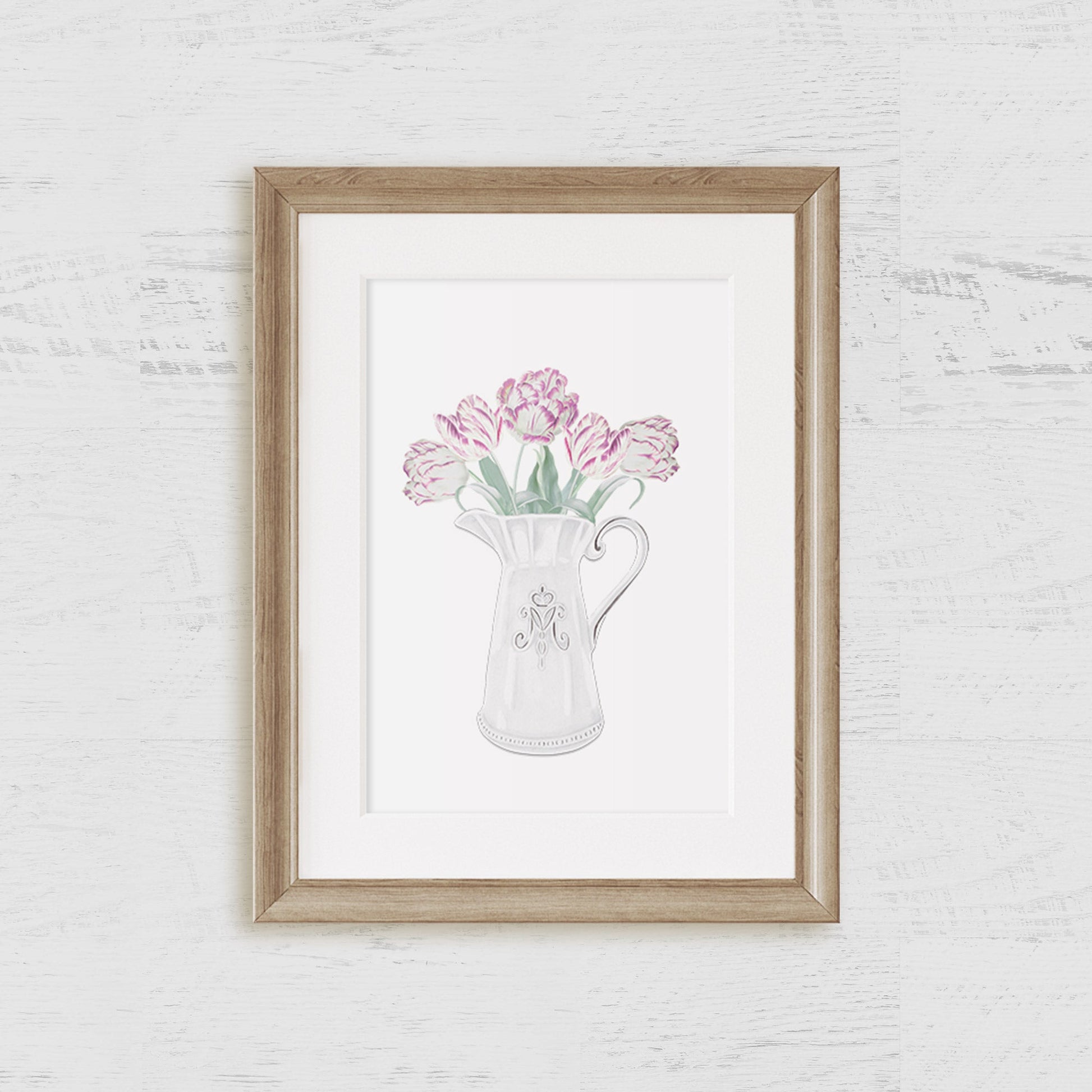 Tulips in Pitcher Watercolour Art Print - Hydrangea Lane Home