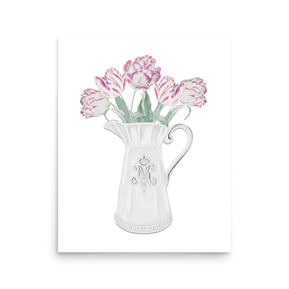 Tulips in Pitcher Watercolour Art Print - Hydrangea Lane Home