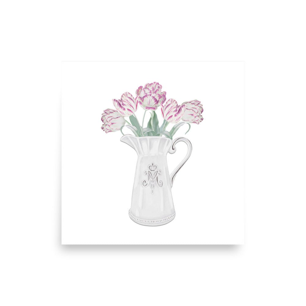 Tulips in Pitcher Watercolour Art Print - Hydrangea Lane Home