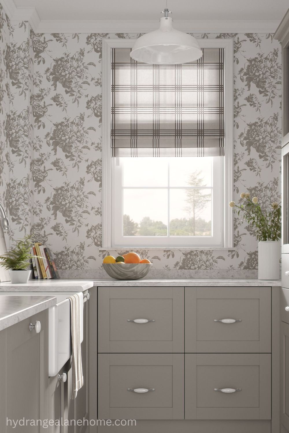 Villandry French Rose Toile Wallpaper - Chateaux Taupe - Hydrangea Lane Home