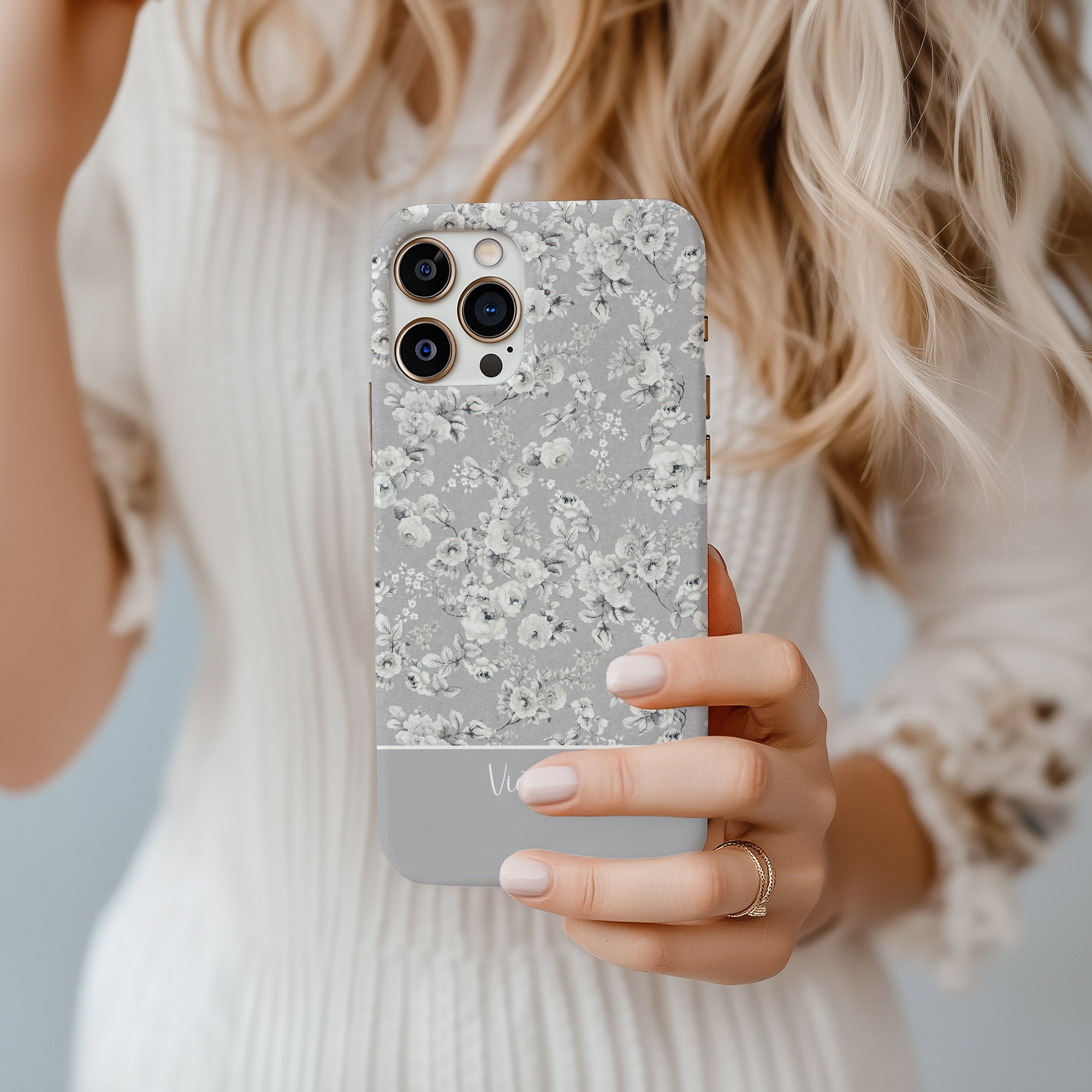 Vintage Rose MagSafe Tough iPhone Case - Grey - Hydrangea Lane Home