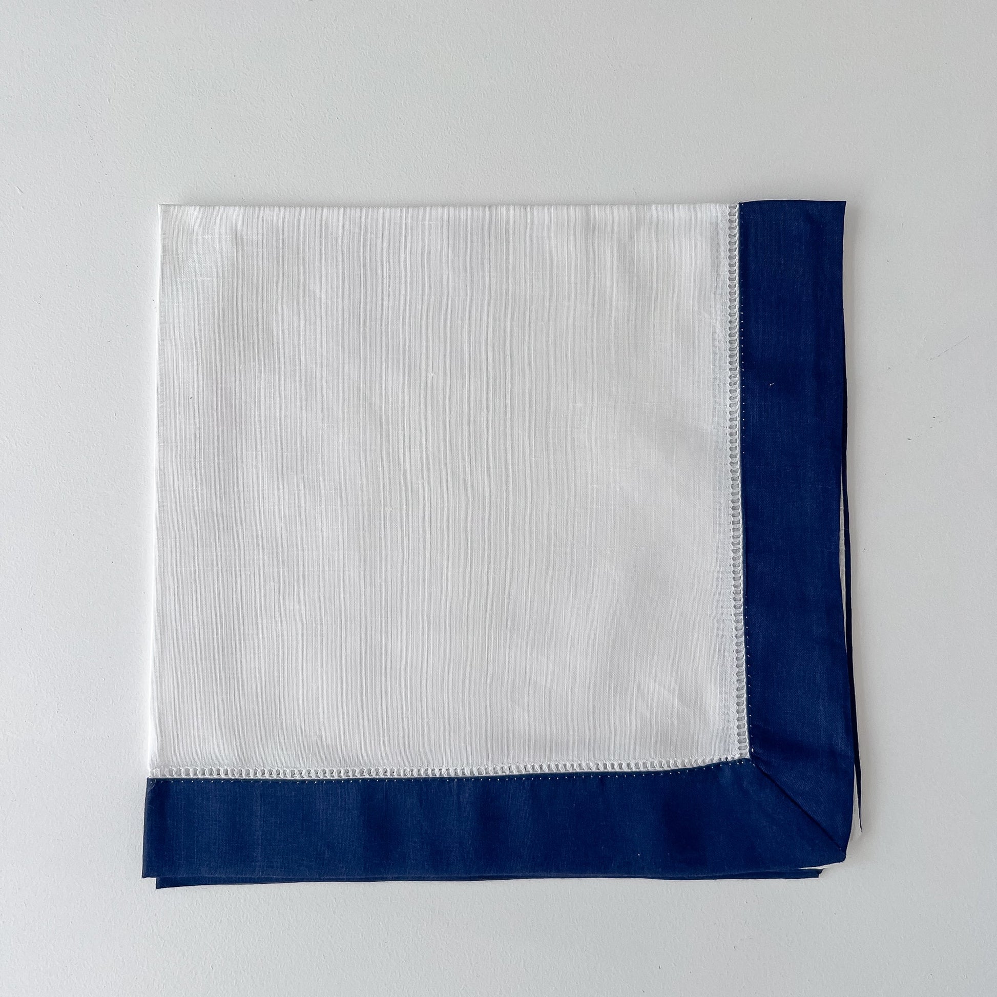 White napkin with navy border (no embroidery) - Hydrangea Lane Home