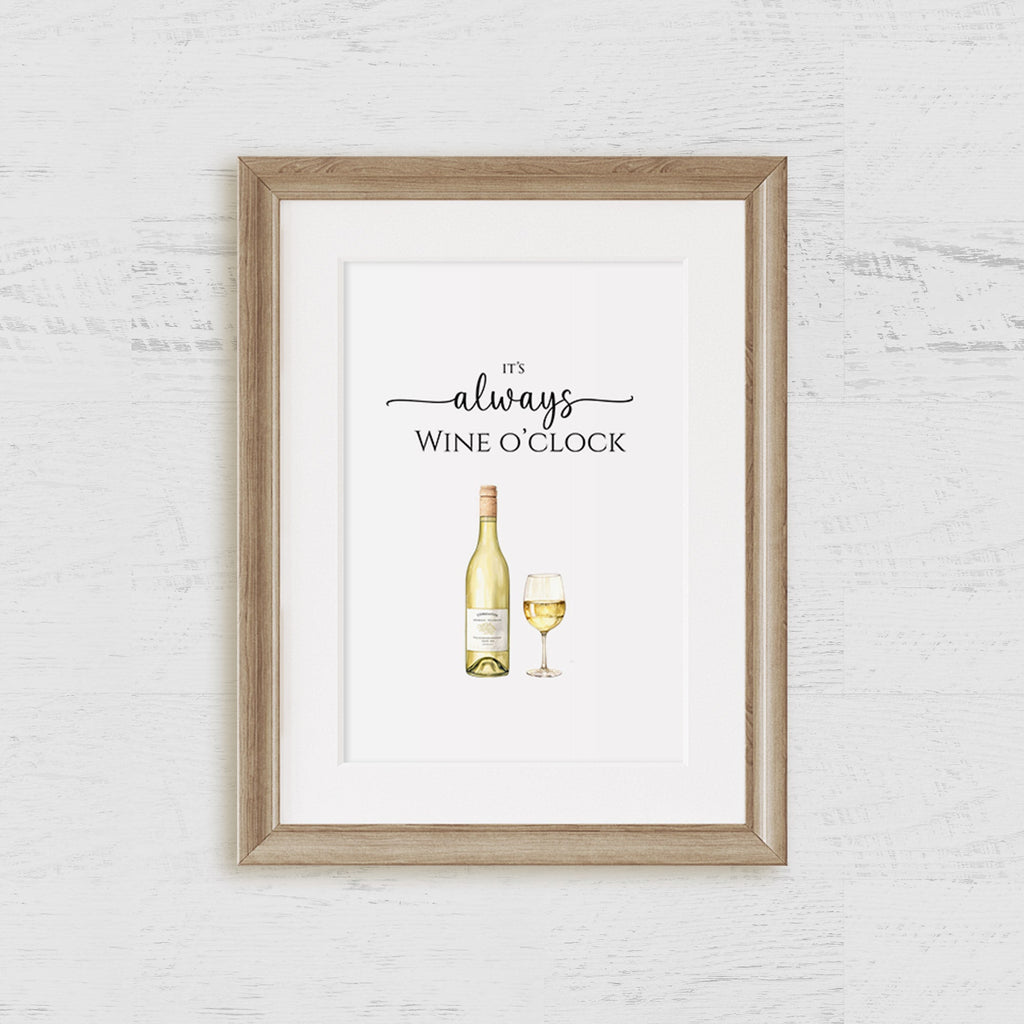 White Wine o'clock Art Print - Hydrangea Lane Home